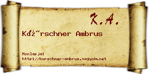 Kürschner Ambrus névjegykártya